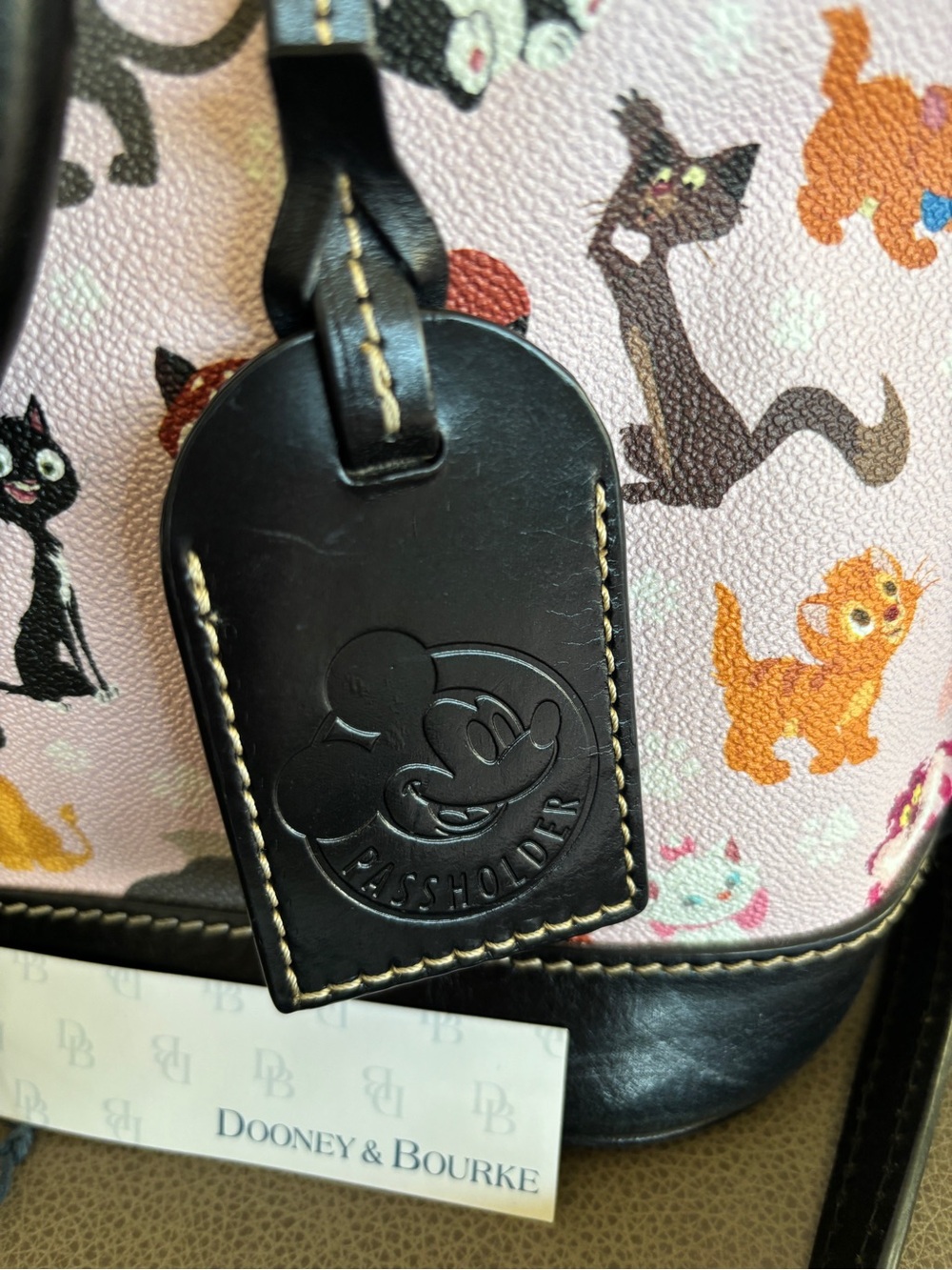 Dooney & Bourke Disney Cats Pink Pass Holder Exclusive Satchel with Black Trim - Picture 2 of 4